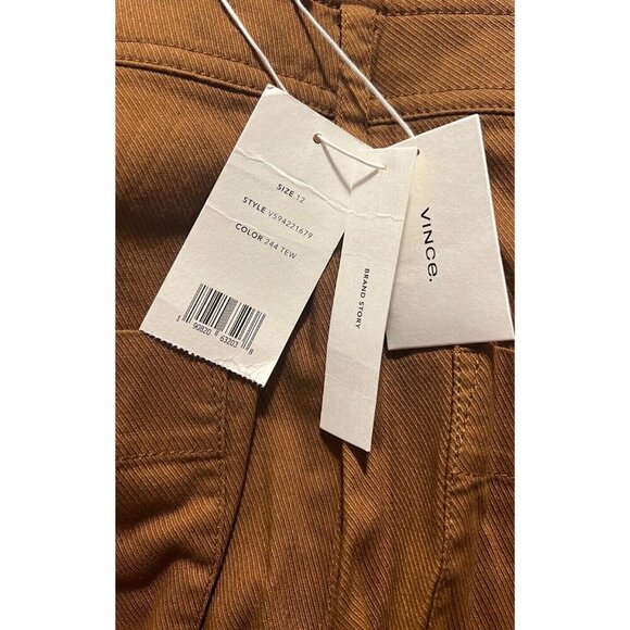 Vince Tie Waist Culotte Size 12 Color Teakwood New $265 - Picture 12 of 16